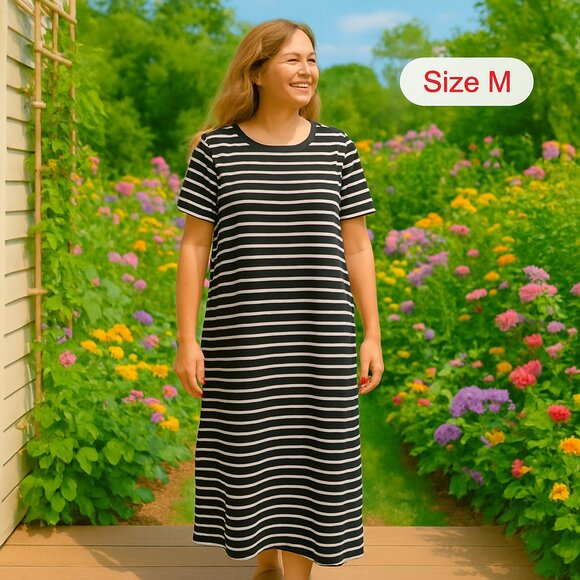Old Navy Women's Tee Shirt Maxi Dress Size Medium Spring Summer Casual #H024 - Picture 1 of 6